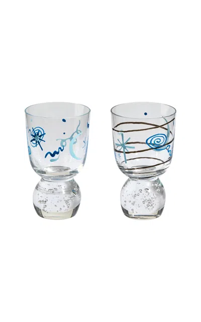 Misette Set-of-two Hand-painted Bubble Glass Tumblers