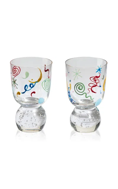 Misette Set-of-two Hand-painted Bubble Glass Tumblers
