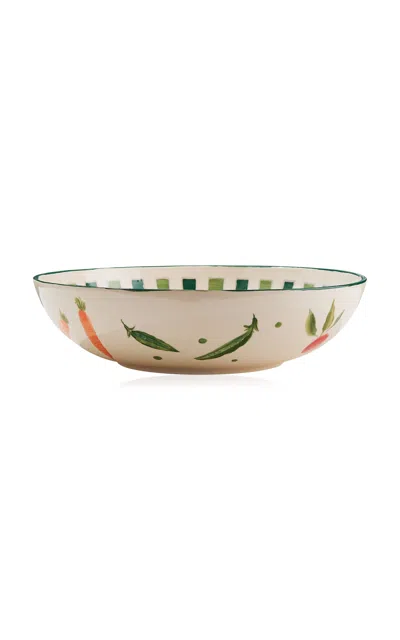 Misette Set-of-two Still Life Hand-painted Serving Bowls In Green