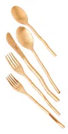 Misette Squiggle 5-piece Cutlery Set Matte Gold In Matte Gold