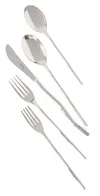 Misette Squiggle 5-piece Cutlery Set Shiny Silver In Shiny Silver