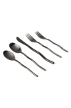 Misette Squiggle 5-piece Flatware Set In Matte Black