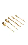 Misette Squiggle 5-piece Flatware Set In Gold