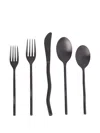 Misette Squiggle Matte Cutlery (set Of Five) In Black