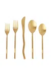 Misette Squiggle Matte Cutlery (set Of Five) In Gold