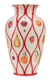 Misette Still Life Large Hand-painted Vase In Red
