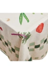 Misette Still Life Long Linen Tablecloth In Green Checker