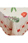 Misette Still Life Long Linen Tablecloth In Red Checker