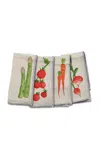 Misette Still Life Set-of-four  Embroidered Linen Napkins In Blue