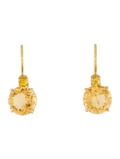 Pre-owned Mish 18k Sapphire & Citrine Drop Earrings In Multi