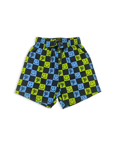 Mish Mish Boys' Surf Checker Board Swim Trunks - Little Kid In Black