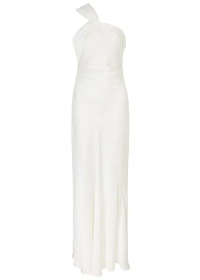 Misha Abrielle Twisted Satin Maxi Dress In Ivory
