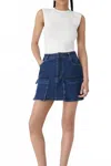 Misha Aled Denim Pocket Mini Skirt In Blue In Blue