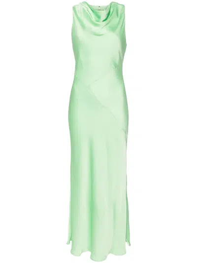 Misha Ambrosie Satin Midi Dress In Green