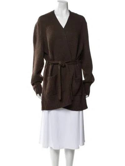 Pre-owned Misha And Puff Alpaca V-neck Sweater In Brown