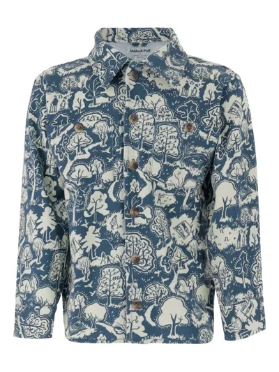 Misha And Puff Kids' Floral-print Cotton Shirt In Blue