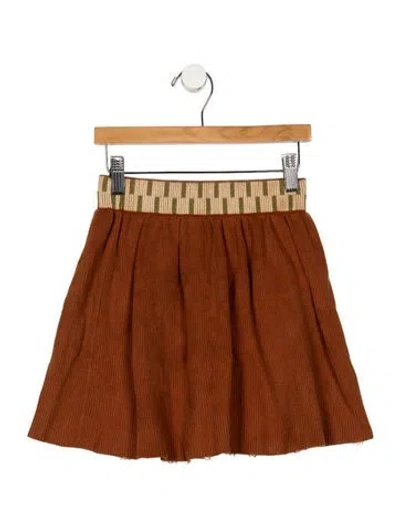 Pre-owned Misha And Puff Babies' Girls Knit Patterned Skirt In Brown