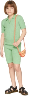 Misha And Puff Kids Green Bouclé Polo In 322 Peapod