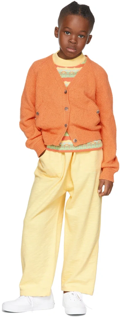 Misha And Puff Kids Orange Bouclé Everyday Cardigan In 893 Melon