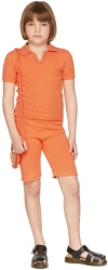 Misha And Puff Kids Orange Bouclé Polo In 893 Melon