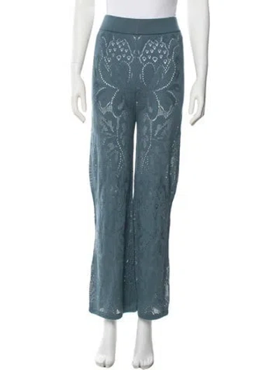 Pre-owned Misha And Puff Lace Pattern Wide Leg Pants In Blue