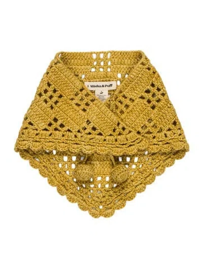 Pre-owned Misha And Puff Merino Wool Lace Pattern Bandana In Yellow