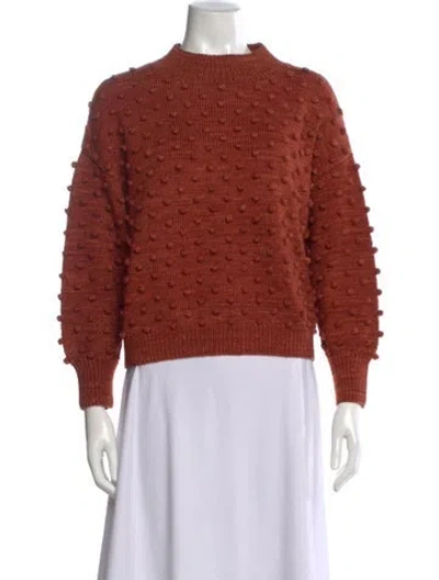 Pre-owned Misha And Puff Merino Wool Mock Neck Sweater In Brown
