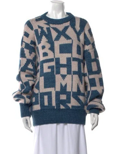 Pre-owned Misha And Puff Merino Wool Printed Sweater In Blue