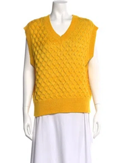 Pre-owned Misha And Puff Merino Wool Printed Sweater In Yellow