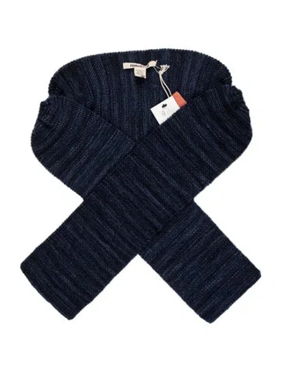 Pre-owned Misha And Puff Merino Wool Striped Scarf W/ Tags In Blue