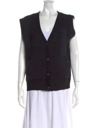 Pre-owned Misha And Puff Merino Wool V-neck Sweater In Black