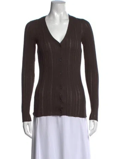 Pre-owned Misha And Puff Merino Wool V-neck Sweater In Brown