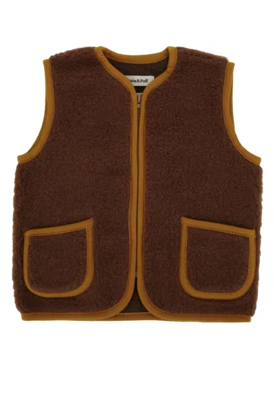 Misha And Puff Misha & Puff Mini Pepitko Vest For Kids In Brown