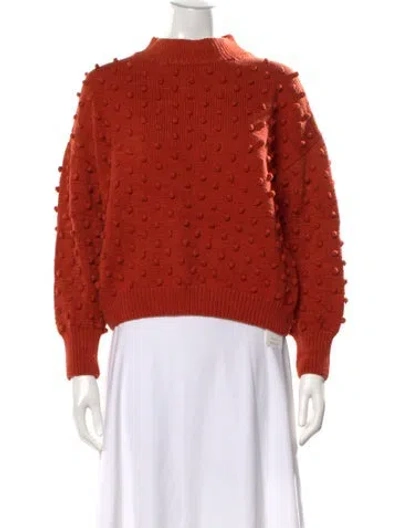 Pre-owned Misha And Puff Patterned Mock Neck Sweater In Orange
