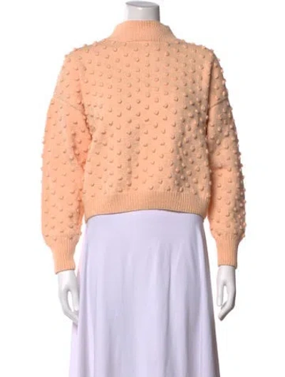 Pre-owned Misha And Puff Patterned Mock Neck Sweater In Pink