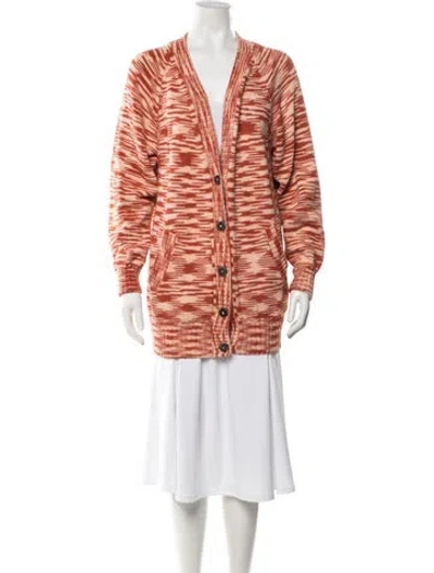 Pre-owned Misha And Puff Patterned V-neck Sweater In Orange
