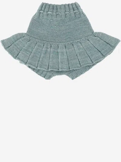 Misha And Puff Kids' Misha & Puff Pleated Merino Wool Skirt In Blue