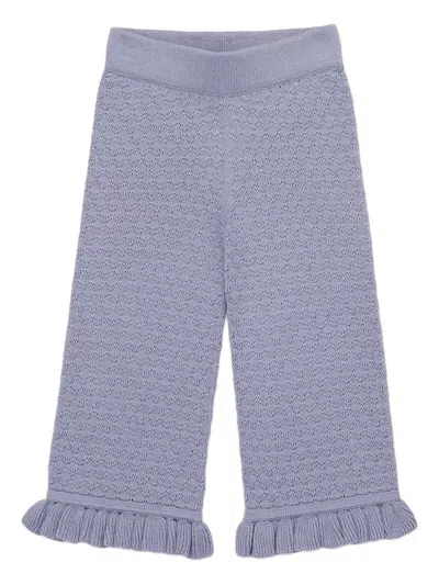 Misha And Puff Kids' Ruffled Knit Trousers In Purple