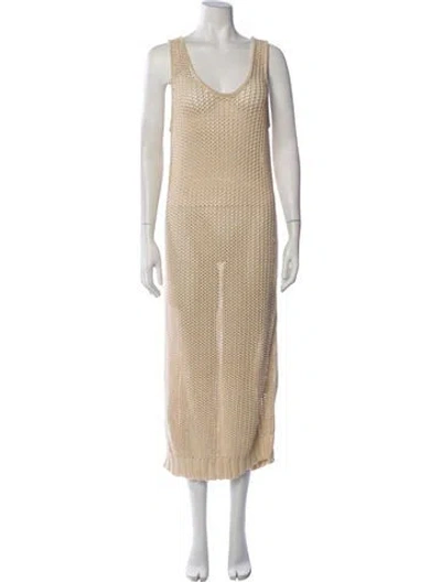 Pre-owned Misha And Puff Scoop Neck Long Dress In Neutrals