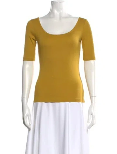 Pre-owned Misha And Puff Scoop Neck Three-quarter Sleeve T-shirt In Yellow