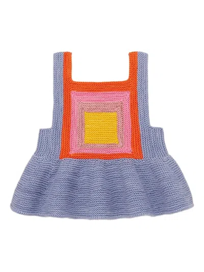 Misha And Puff Kids' Square-pattern Ruffled Top In Multi