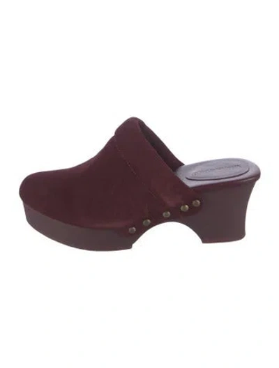 Pre-owned Misha And Puff Suede Mules In Burgundy