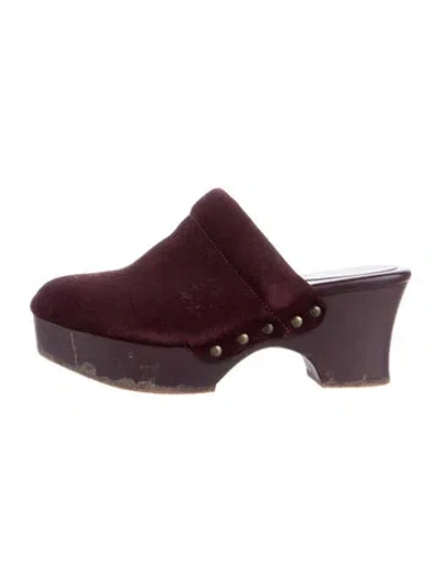 Pre-owned Misha And Puff Suede Mules In Burgundy
