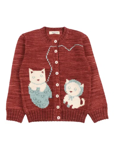 Misha And Puff Misha & Puff Three Little Kittens Cardigan In Brown