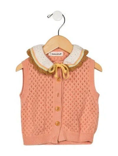 Pre-owned Misha And Puff Babies' Toddler Girls Knit Patterned Top In Pink
