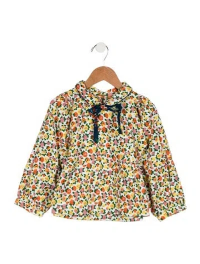 Pre-owned Misha And Puff Babies' Toddler Girls' Printed Pleated Blouse In White