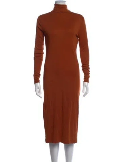Pre-owned Misha And Puff Turtleneck Midi Length Dress In Brown/orange