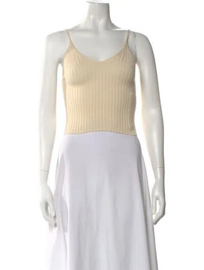 Pre-owned Misha And Puff V-neck Sleeveless Crop Top In Neutral
