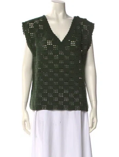 Pre-owned Misha And Puff V-neck Sweater In Green