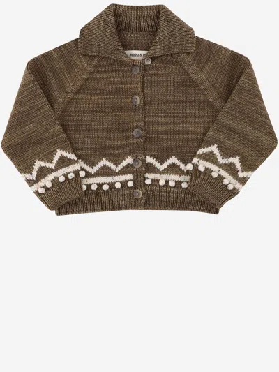 Misha And Puff Misha & Puff Wool With Zigzag And Polka Dot Pattern Cardigan In Multi